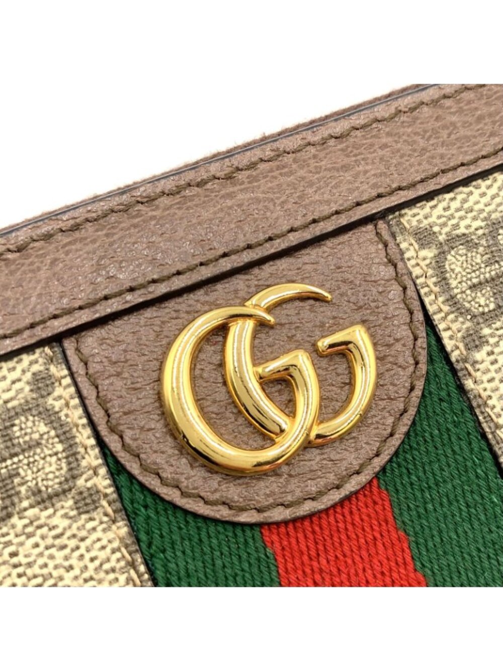 Gucci Ophidia Zip Around Leather Brown Beige Wallet Gold - Picture 10 of 15